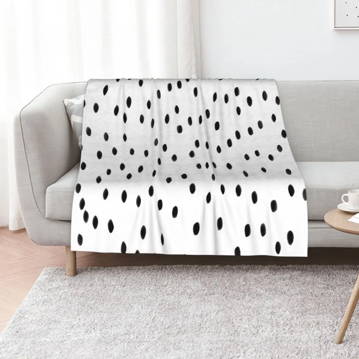 Dalmatian Polka Dot Spots Pattern (black/white) Throw Blanket Giant Sofa Retros Thin Soft Luxury Designer Blankets