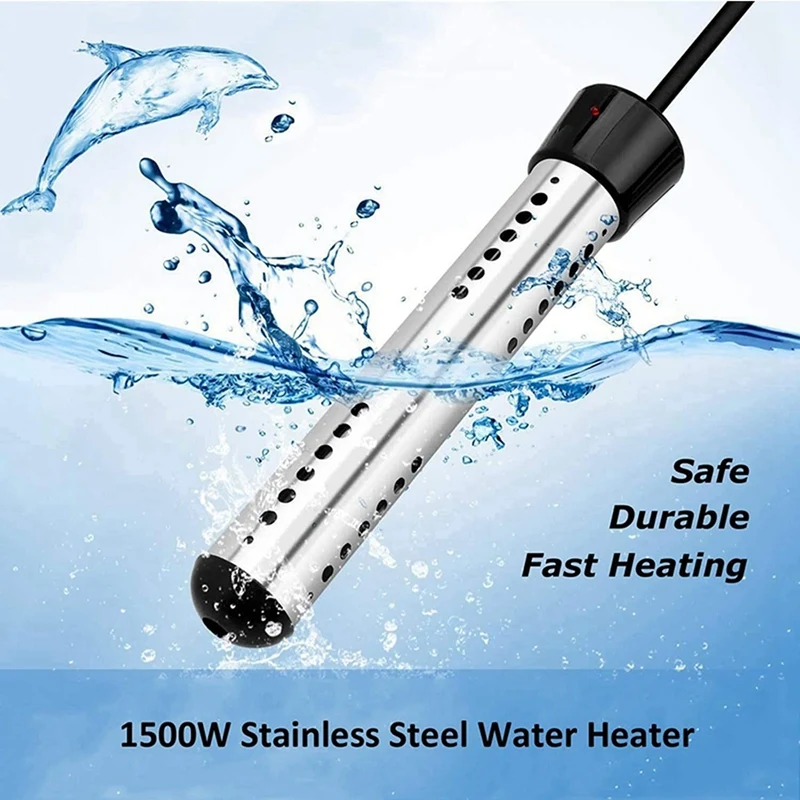 2500W Immersion Heater, Pool Heater Automatic Timer, Safe Pool Heating Immersion Heater, Perfect For Home Travel EU Plug