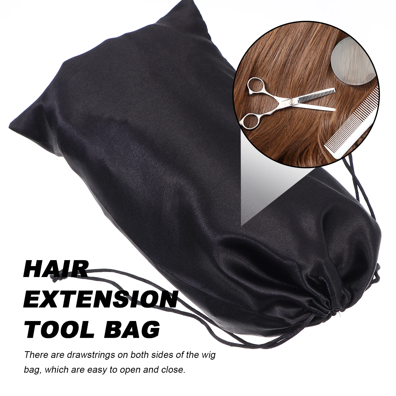 

6pcs Silky Satin Drawstring Bags For Hair Extensions Storage Travel Lightweight Packaging Pouches Carrying Organizer Gift