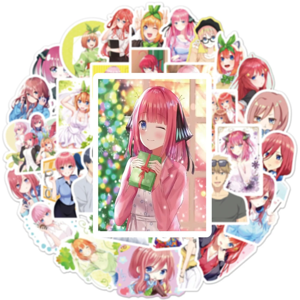 10/30/50pcs The Quintessential Quintuplets Stickers Nakano Miku Itsuki Anime Sticker Kawaii Nakano Nino Yotsuba Cartoon Decals