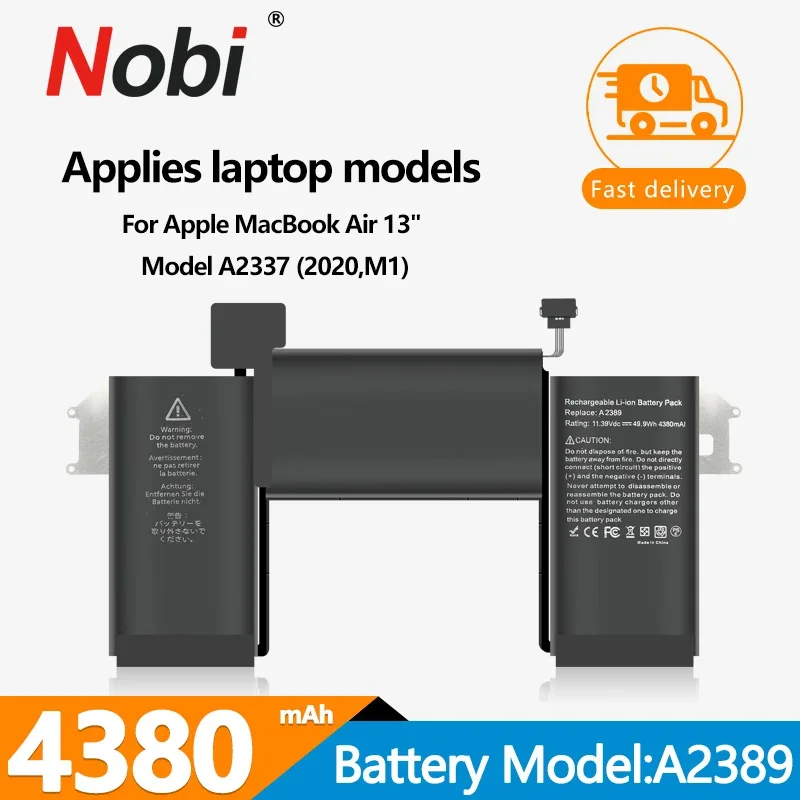 

Аккумулятор Nobi A2389 для Apple MacBook Air 13" A2337 2020 EMC3598 EMC3302 MGN53LL/A MGN83LL/A MGN63LL/A MGN93LL/A 4400 мАч 49,9 Втч