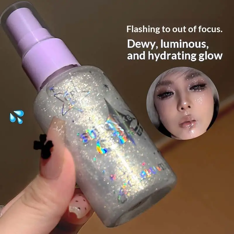 Cappuvini Peach Body Glitter Spray Diamond Sparkling Highlighter Liquid Champagne Bronzer Shimmer Full Body Shiny Cosmetics 65g. - view 5