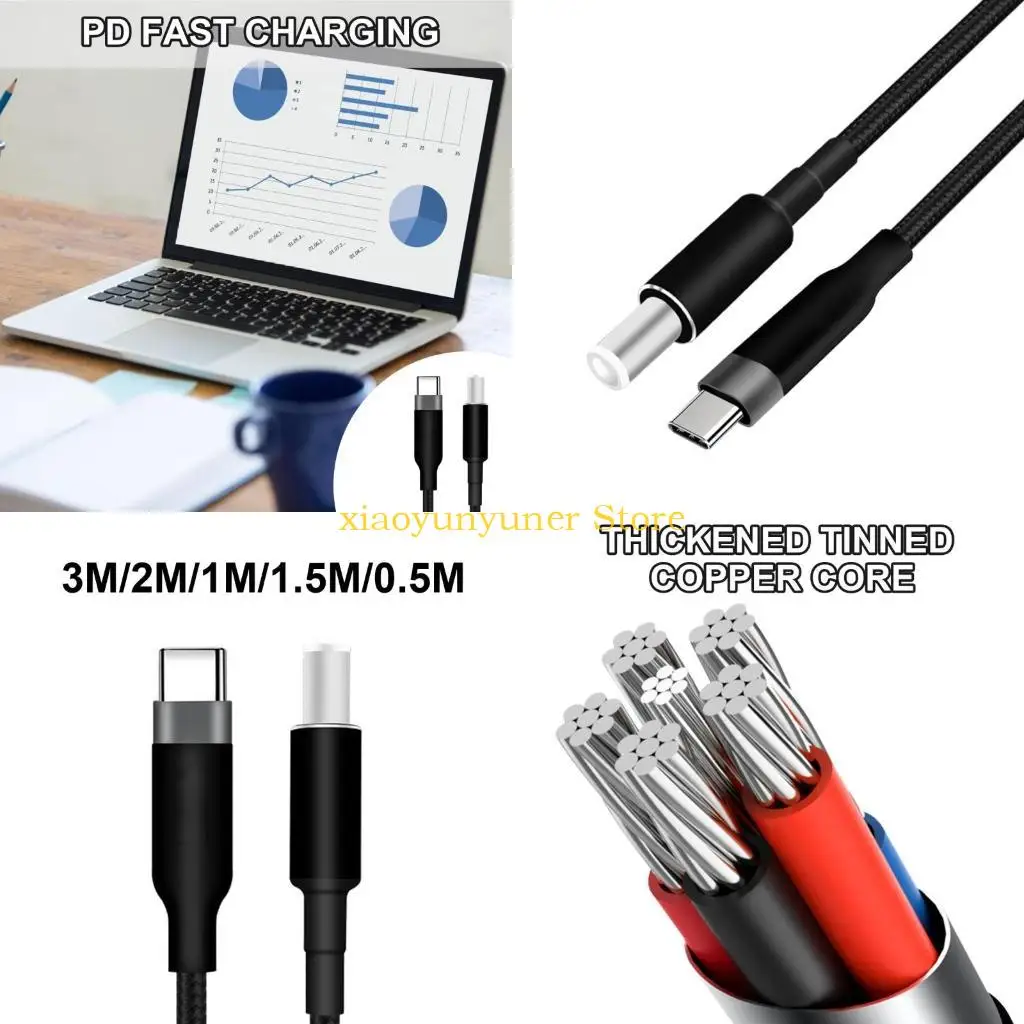 P9JB 100W USB C Male to DC7.4x5.0mm Notebook Charging Cable for Laptop Users