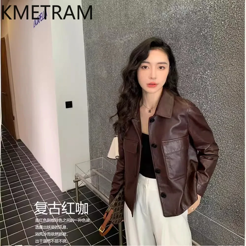 Real Leather Jacket for Women 100% Sheepskin Korean Fashion Cropped Jackets Autumn and Winter Clothes New in Outerwears дубленка