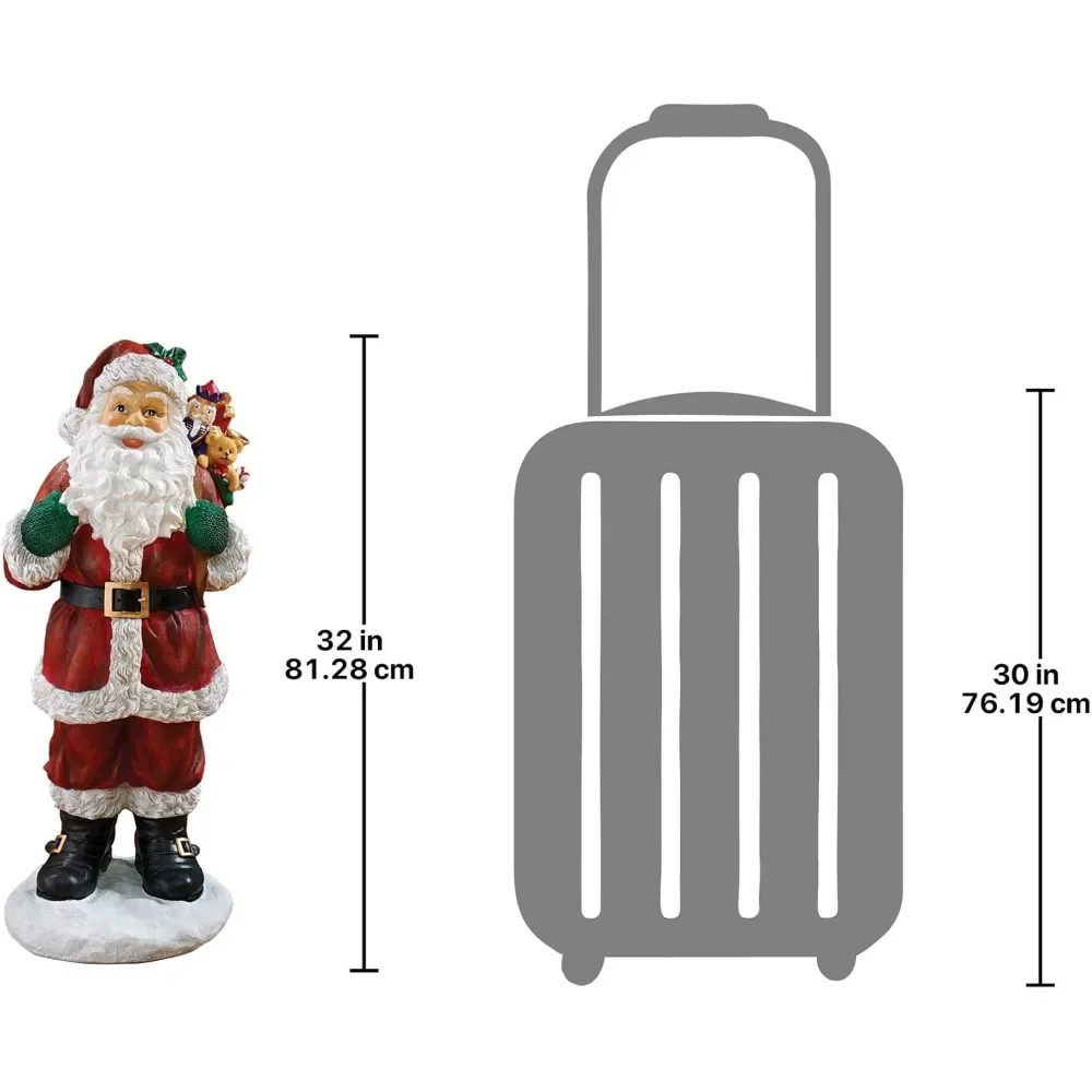 Visit from Santa Claus and his Bag of Christmas Toys Holiday Decor Statue, 32 inch, full color