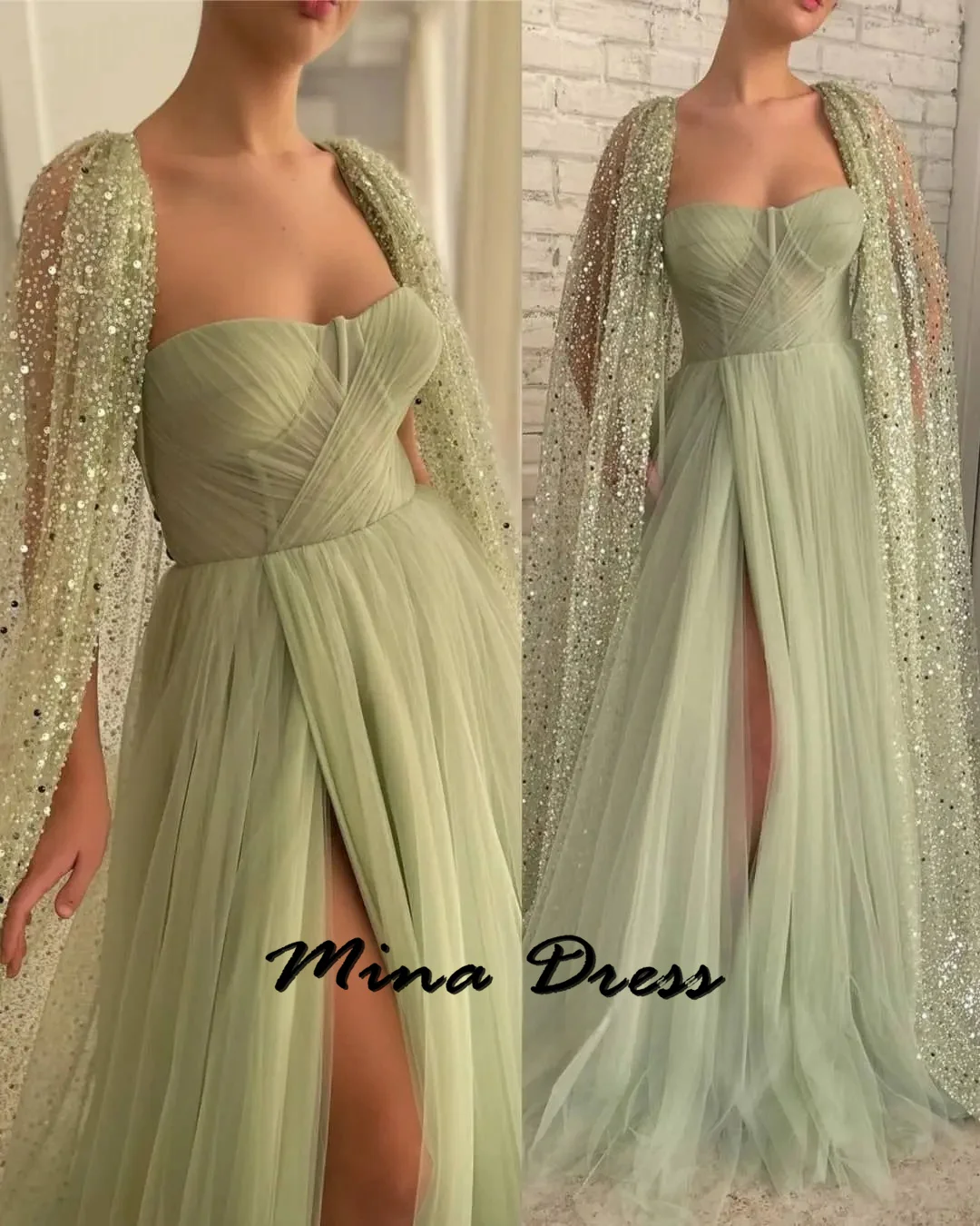 Mina Shawl Prom Dress Es  Removable Evening Dresses Woman Elegant Party Dresses 2024 for Wedding Guest Dress Women Sleeveless