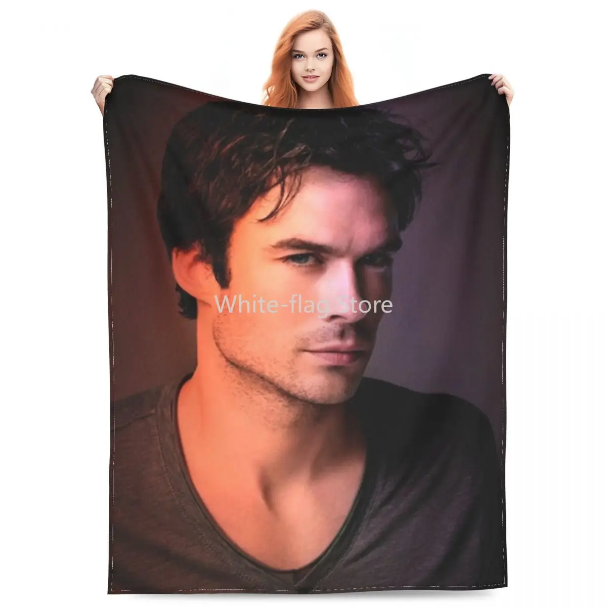 

Comfortable Damon Salvatore Vampire Diaries Horror Film Blanket Merch Sofa Decorative Throw Blanket Lightweight Flannel for Car