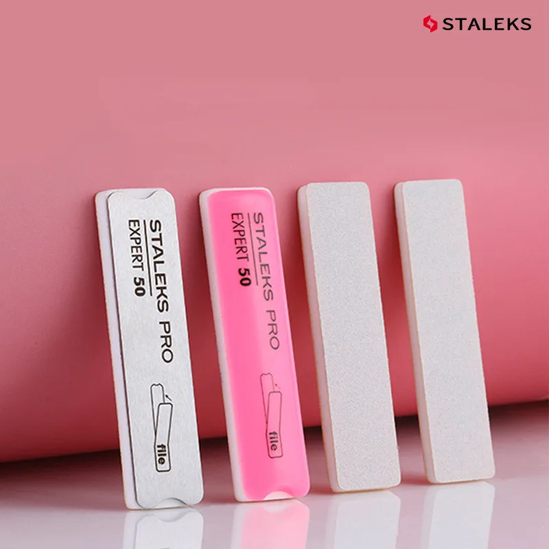 

STALEKS Nail Polishing Sponge Files Mini Manicure Stainless Steel/Silicone Plate Nail Art Frosted Strip Set Buffering Tools