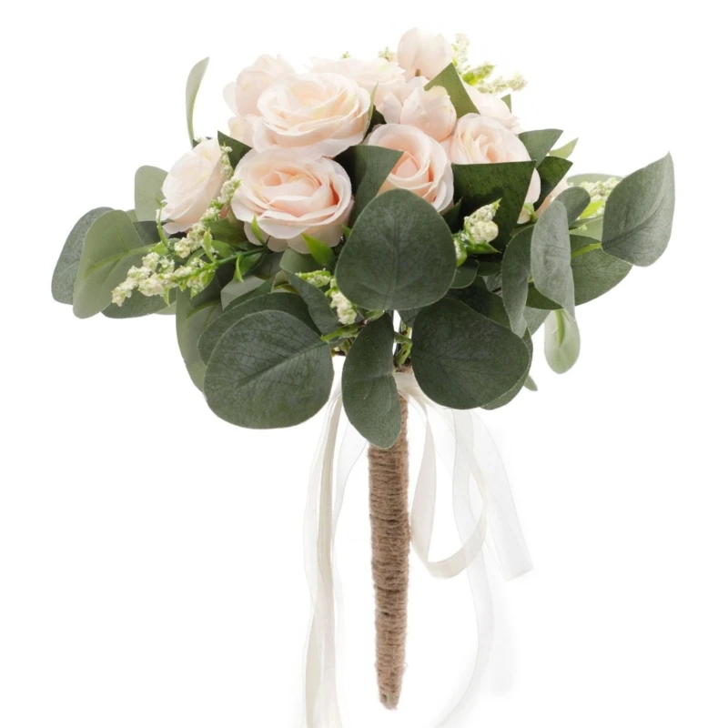 

Artificial Flower Bridal Bouquet Champagne Rose Wedding Bouquet for Bride Wedding Ceremony Anniversary Party Decoration