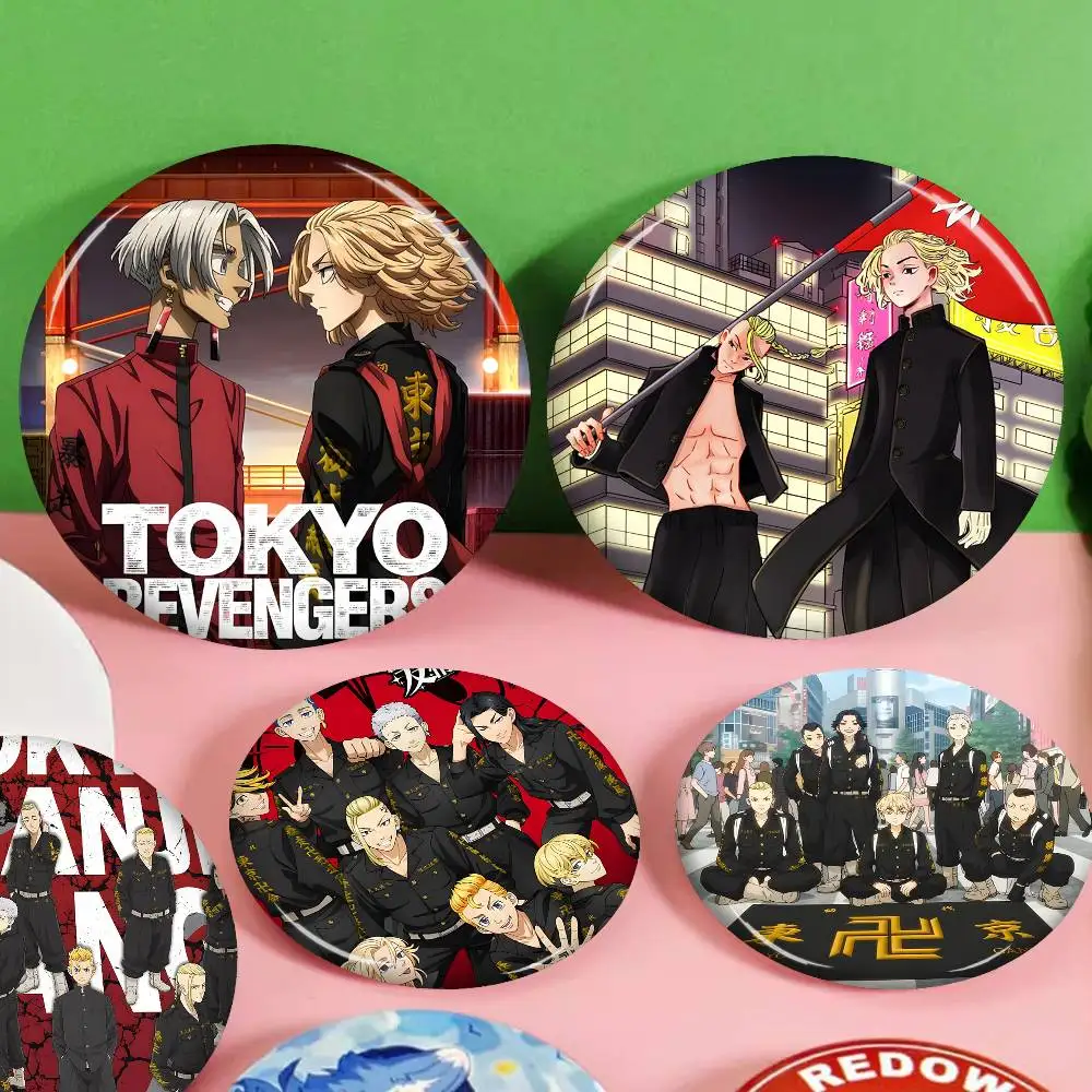 Anime Tokyo Revengers Round Button Pins Slogan Creative Brooches Backpack Clothes Decoration Fashion Cartoon Jewelry Gifts