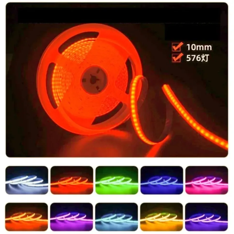 12V/24V RGB COB Strip 576Leds/M Color Changing LED Strip Lights Multicolor Flexible Tape Light, for TV, Bedroom, Party lighting