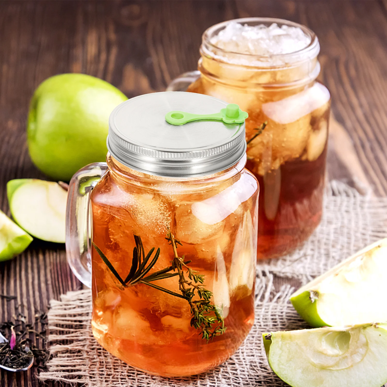 

3Sets Mason Jar Lids Stainless Steel Straw Leak Proof Covers with Stoppers Sealing Lid for Home Use Canning Drinking Supplies