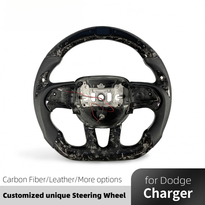 Custom Carbon Fiber Sport Steering Wheel Fit 2014-2023 Charger Challenger SRT Hellcat Grand Cherokee Trackhawk Interior Mod Part
