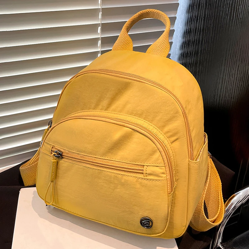Solid Zipper Backpack for Women's Travel Portable Soft Bagpack Outdoor Hiking Shopping Handbag multi-functional Mini Schoolbag