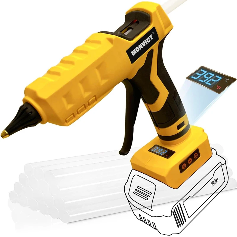

Cordless Hot Melt Glue Gun for Makita/Dewalt/Milwaukee/Bosch 18V 20V Li-ion Battery Digital Display Glue Gun for 11mm Glue Stick