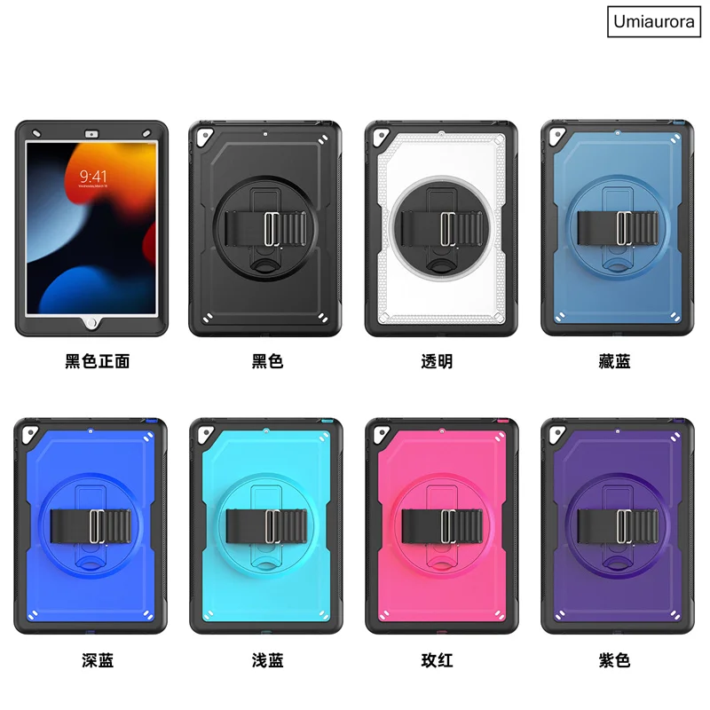 For IPad 9.7 Air 2 Pro 10.5 7th 8th 9th 10.2 10th 10.9 11th Gen 11 inch A16 Shockproof Tablet Case Hand Strap Stand Armor Funda