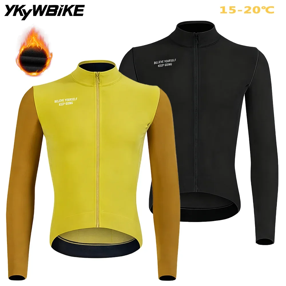 

YKYWBIKE 2025 Warm Cycling Jersey with Long Sleeves for Autumn and Spring Road Bike Breathable Polar Thermal MTB Cycling