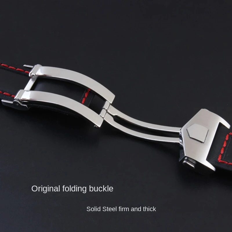 소가죽 시계 밴드, 태그 호이어 카레라 F1 모로코 피야타 티쏘 시계 스트랩, 레드 스티치, 스토말 정품 가죽 팔찌, 22mm