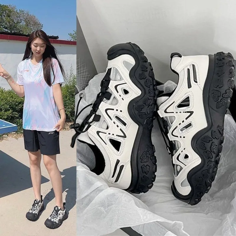 Ladies Outdoor Trekking Sneakers Mesh Breathable Non‑Slip Thick PlatformShoes Women Quick Pull Lace Casual HikingSports Footwear - view 2
