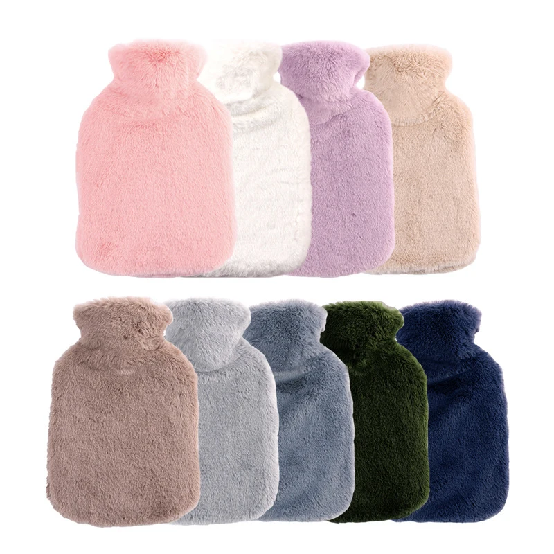 2l Heetwaterzak Beschermhoes Winter Afneembare Pluche Hoes Koud-Proof Warm Nepbont Fleece Hoes Voor Warmtebehoud