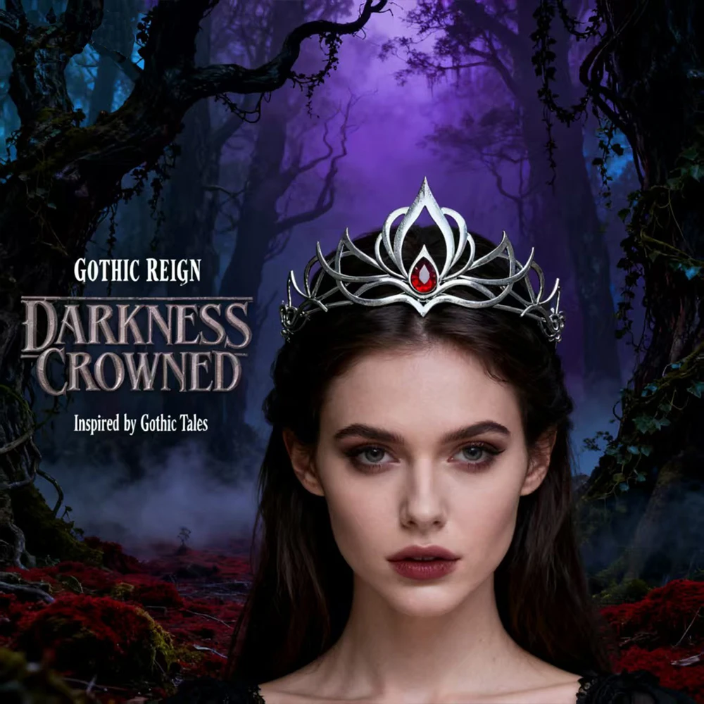 Gothic Halloween Fashion Retro Women's Alloy Rhinestone Crown Headwear Undead Witch Character Birthday Party Decoration Crown