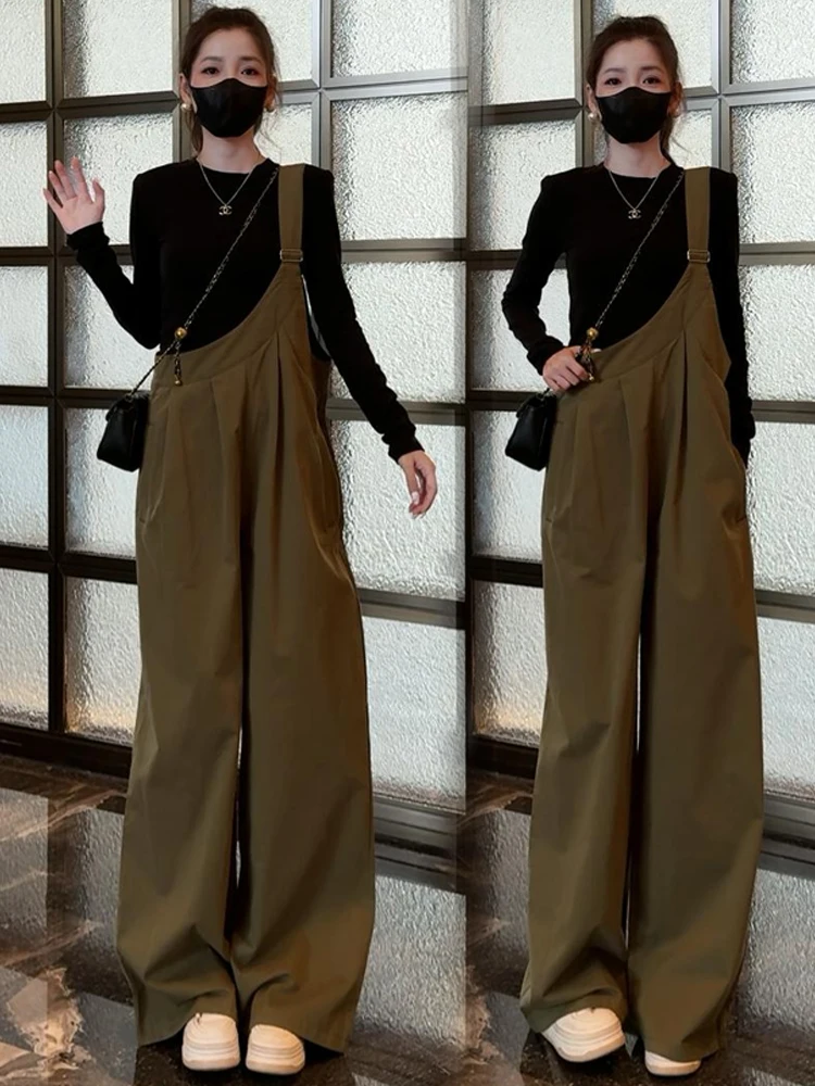 

Восстанавливающая рабочая одежда, женские комбинезоны, осень 2023, новинка Sle, модный базовый комплект с широкими штанинами, комплект из двух предметов, повседневный свободный крой