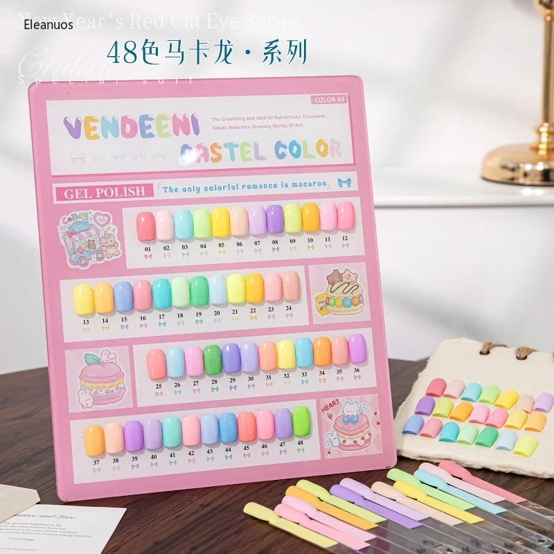 Vendeeni Summer Pink 48pcs Color Gel Nail Polish Set With Display Semi Permanent UV LED Macaron Soak Off Gel Varnishes 15ml