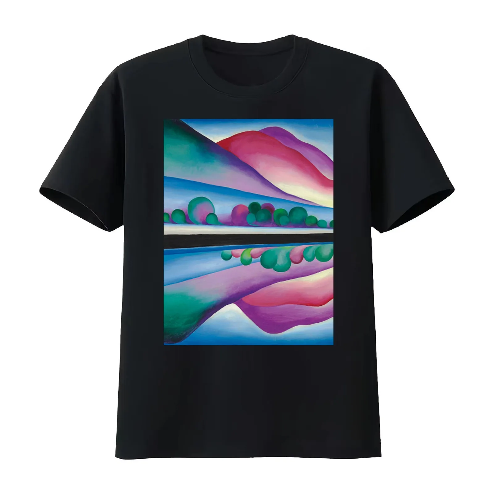 Georgia O'Keeffe Lake George Reflection T-Shirt Summer Casual Cotton Tee Oversized Streetwear Tops Vintage Graphic Print