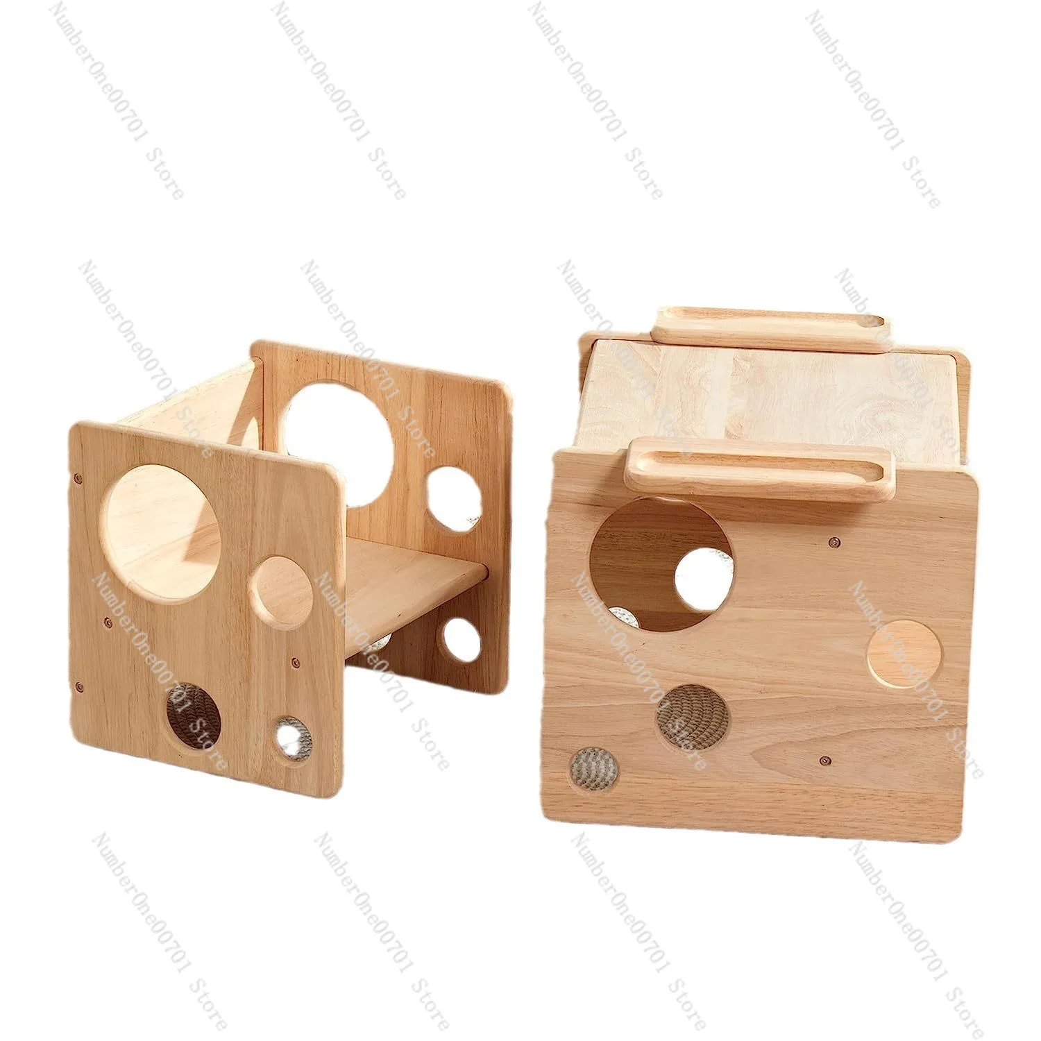 Solid Wood Multi-Use Baby High Chair - Weaning Table & Seat Set for Toddler Room & Dining Children's Room