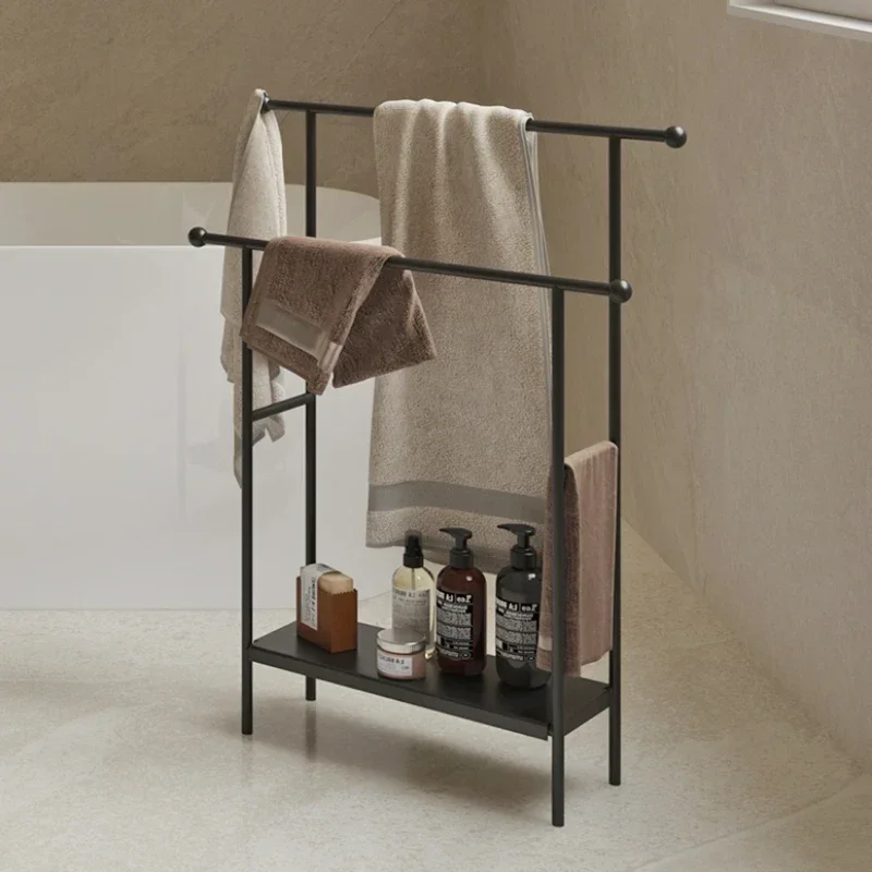 Nordic Minimalist Iron Bathroom Storage Holders Floor Type Standing Household Clothing Hats Stand Towel Organization Racks