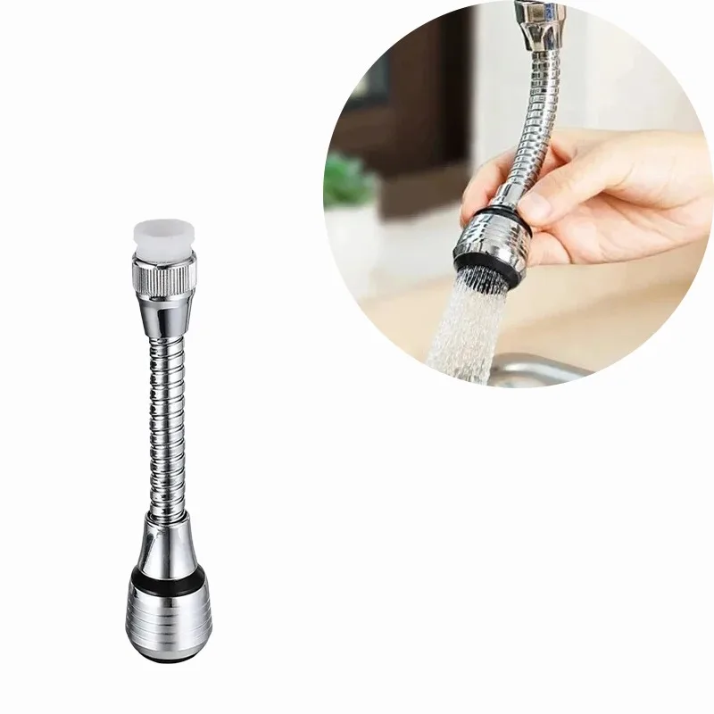Stainless Steel Kitchen Faucet Sprinkler Head 360°  Rotating Extendable Sprayer Splash-Proof Design with Bubbler Spray Modes