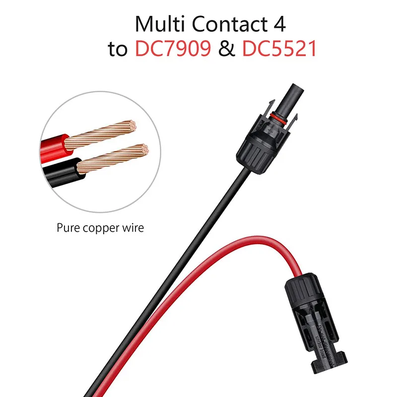 VDL Solar Panel Connector to DC 8mm&DC 5.5mm x 2.1mm Adapter Extension Cable 14AWG for Goal Zero Yeti Jackery Solar Generator