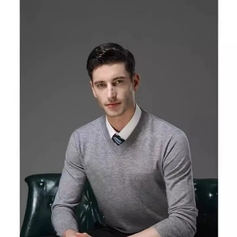 

Men's V-Neck Knitted Sweater Loose Large Size Winter Warm Base Layer Top Comfortable Breathable Casual Fashion