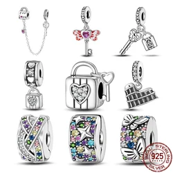 Fit Original 3mm Bracelet S925 Sterling Silver Love Lock Safety Buckle Charms DIY Beads For Women Birthday Fine Jewelry Gift