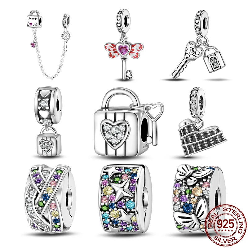 Fit Original 3mm Bracelet S925 Sterling Silver Love Lock Safety Buckle Charms DIY Beads For Women Birthday Fine Jewelry Gift