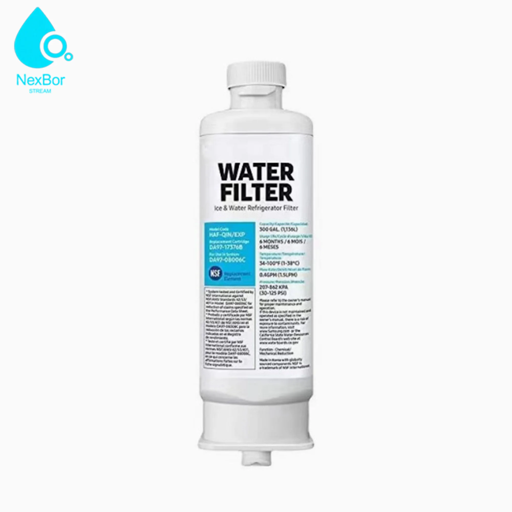 Water Filter for Samsung Refrigerator, Activated Carbon Filtration, Replacement for Samsung HAF-QIN/EXP DA97-17376B  RF28R7201S