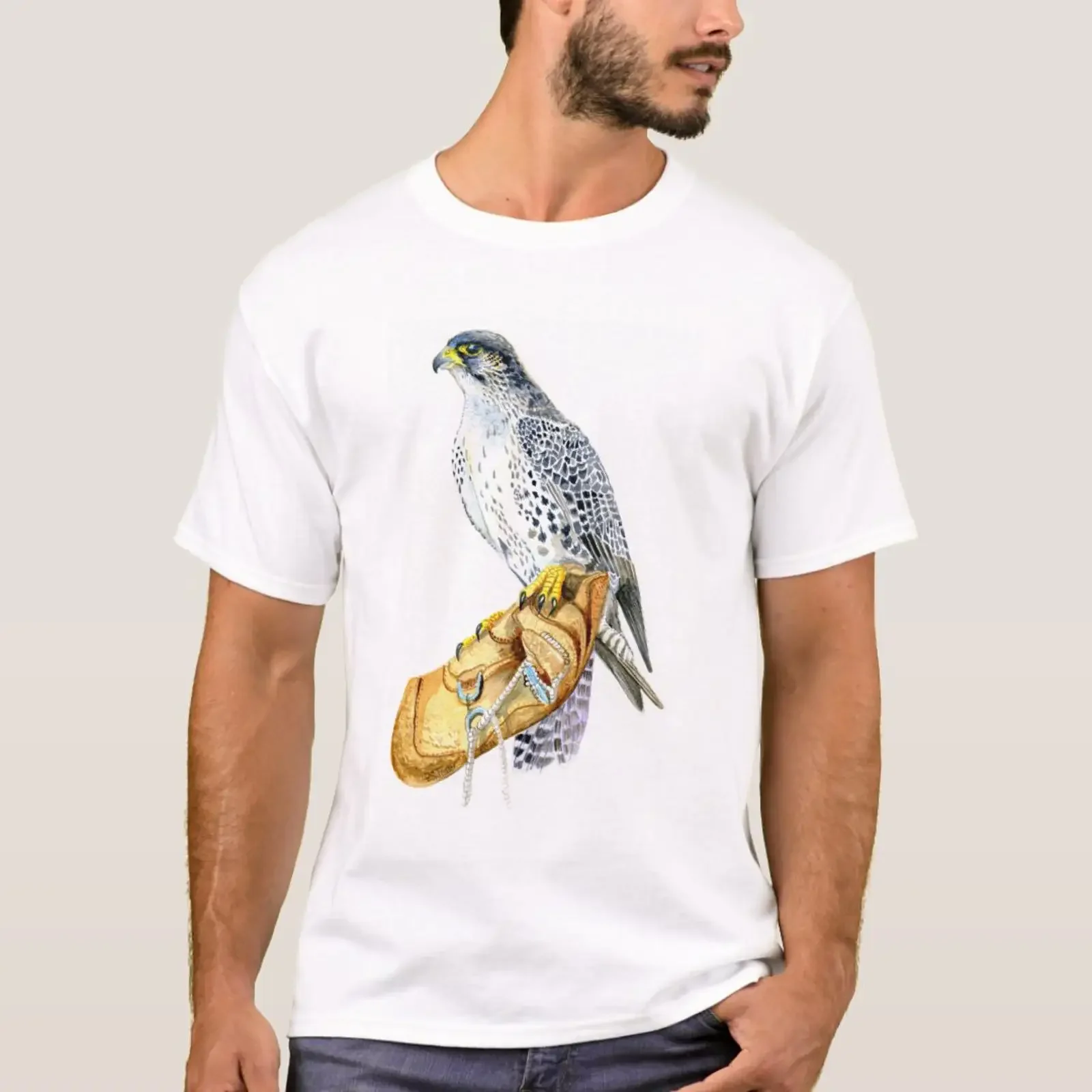 Saker gyr falcon T shirt vintage Washed designer clothes Breathable fashion Versatile Slightly streetwear Casual graphic