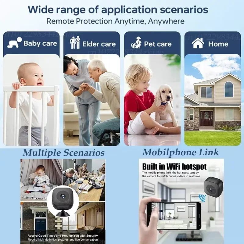 Lenovo 8K HD WiFi Surveillance Mini Security Camera with Two-Way Audio Motion Detection And Infrared Night Vision Cam For Kids