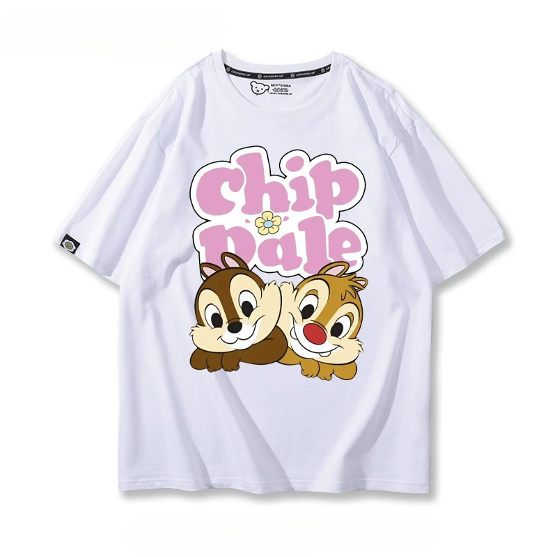 Summer Disney Chip & Dale Cartoon Anime Printing Boys and Girls Short Sleeve Fashionable and Cute Children's Clothing T-shirt