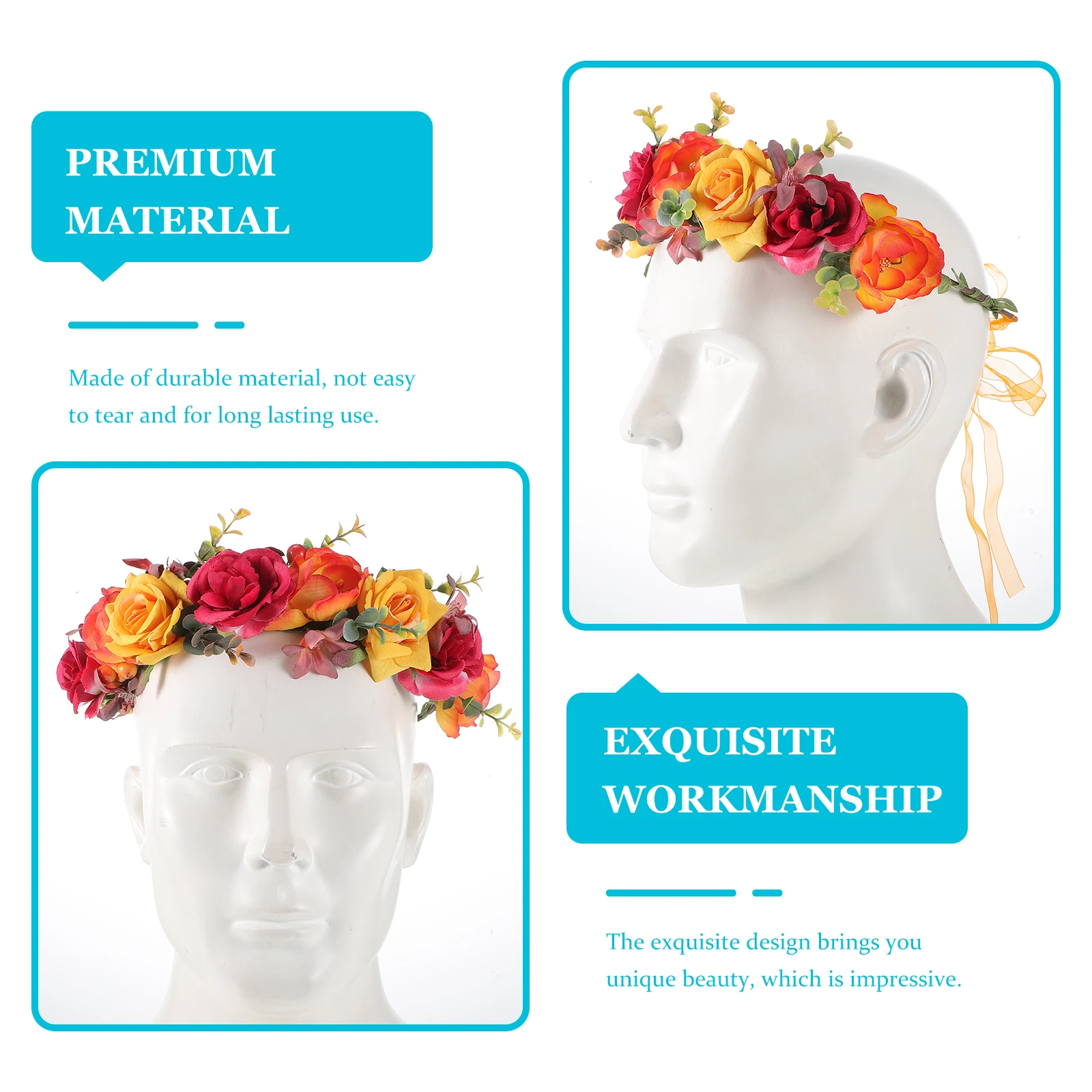 

Simulated Flower Headband Wedding Bridal Rose Hair Hoop Party Wreath Headdress Carnival Masquerade Durable Bright Adorable