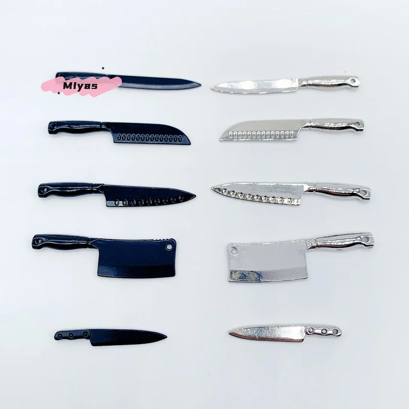 5 pçs/set 1/12 escala casa de bonecas em miniatura ferragens modelo cozinha utensílios acessórios fingir jogar facas casa boneca