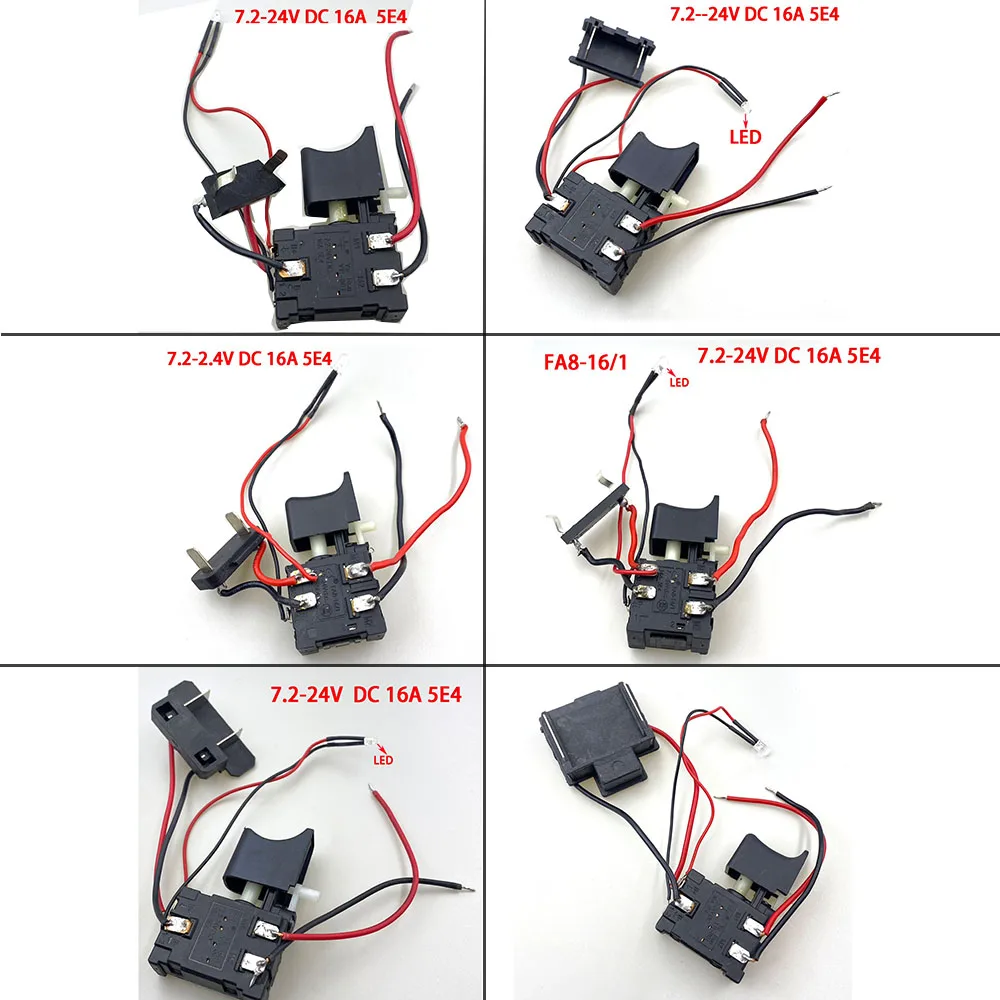 DC 7.2-24V 16A 5E4 Electric Drill Dustproof Speed Control Push Button Trigger Switch DC Cordless Drill Switch