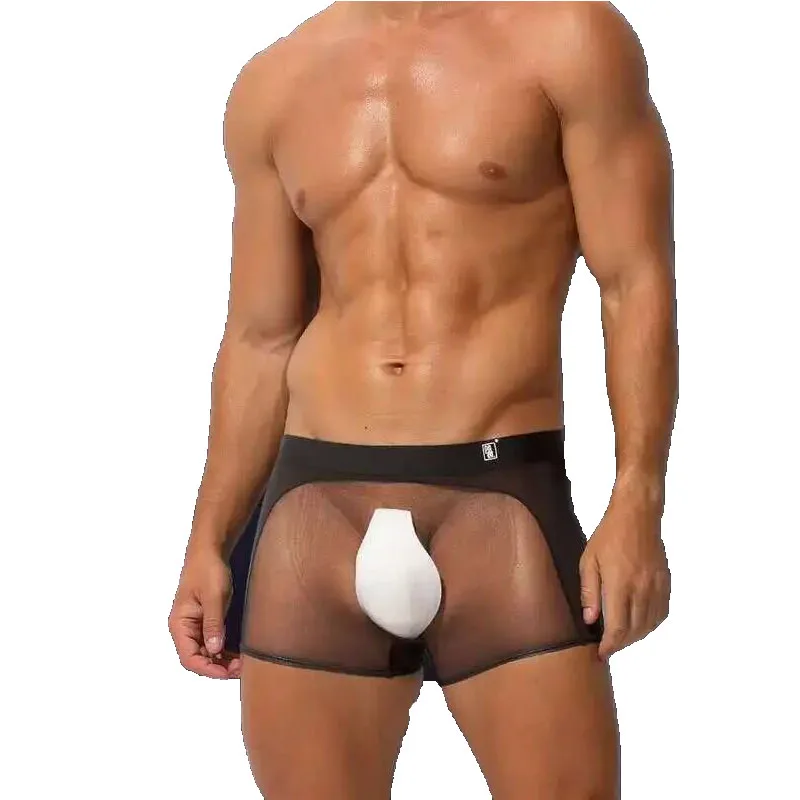 Sexy Sheer Men Elastic Underwears Sports Sexy See Through Ultra Thin Shorts Briefs Underpants Panties