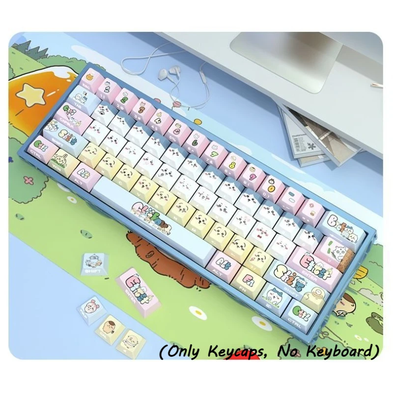 

CHERRY Height Keycaps for Mechanical Keyboard Chiikawa Side-Engraved Transparent Backlight Keycaps PBT Heat Sublimation Process
