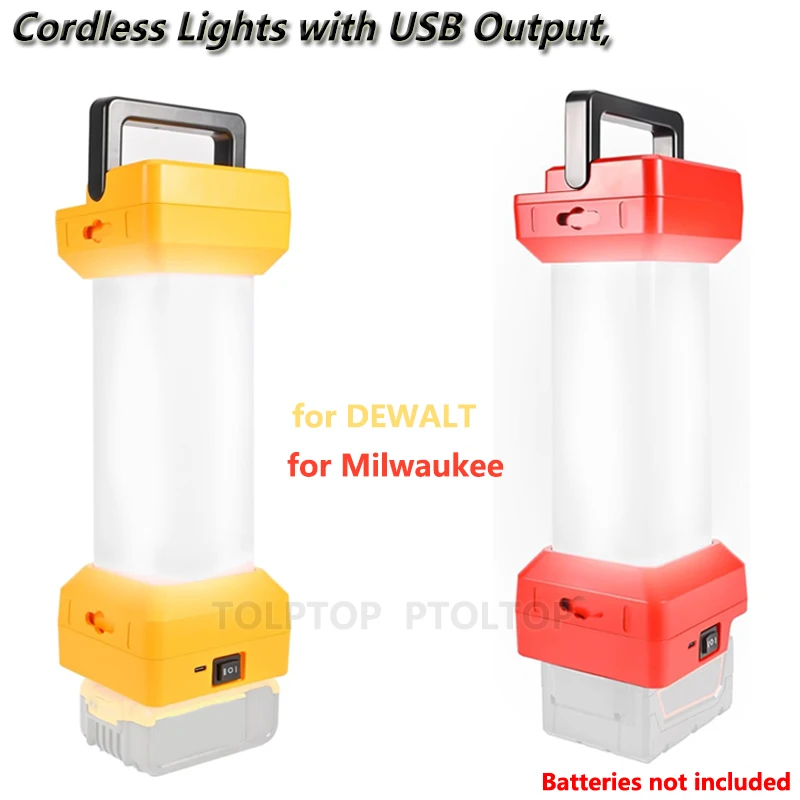 

NEW LED Work Light with USB for DEWALT/Milwaukee 18V 20V Li-ion Battery 1500LM Camping Lantern for Workshop Emergencies,Outages