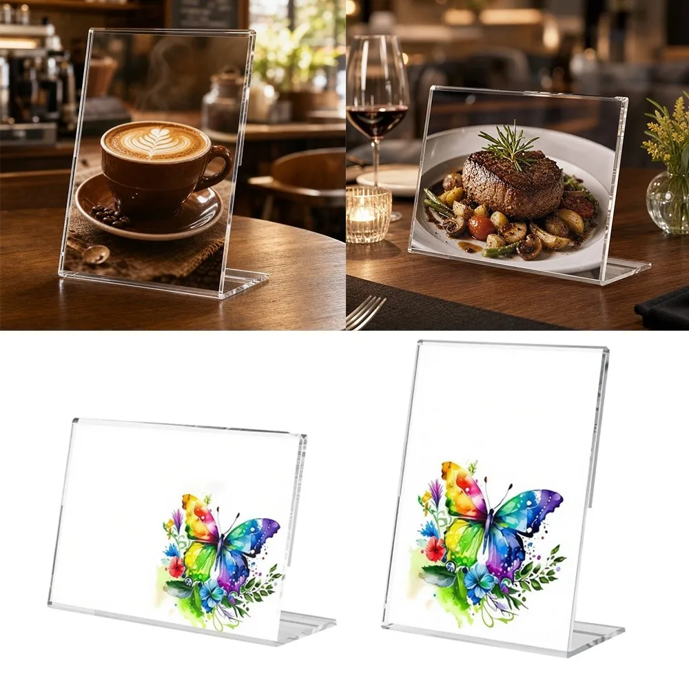 A4 A5 L-Type Clear Acrylic Magnetic Menu Flyer Price List Photo Frame Desktop Display Stand Table Sign Holder