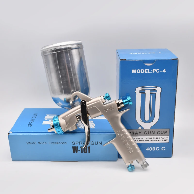 W-101 Gravity Spray gun 1.0/1.3/1.5/1.8mm Nozzle HVLP Air Spray Gun With 400CC Metal Cup Sprayer Paint Gun for Cars Walls