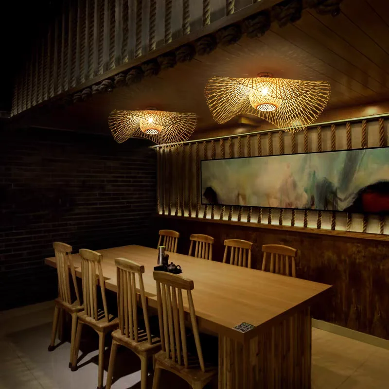 Japanese Style Bamboo Pendant Lights Applicable To Bedroom, Living Room, Dining Room Decorative Lighting Chandelier