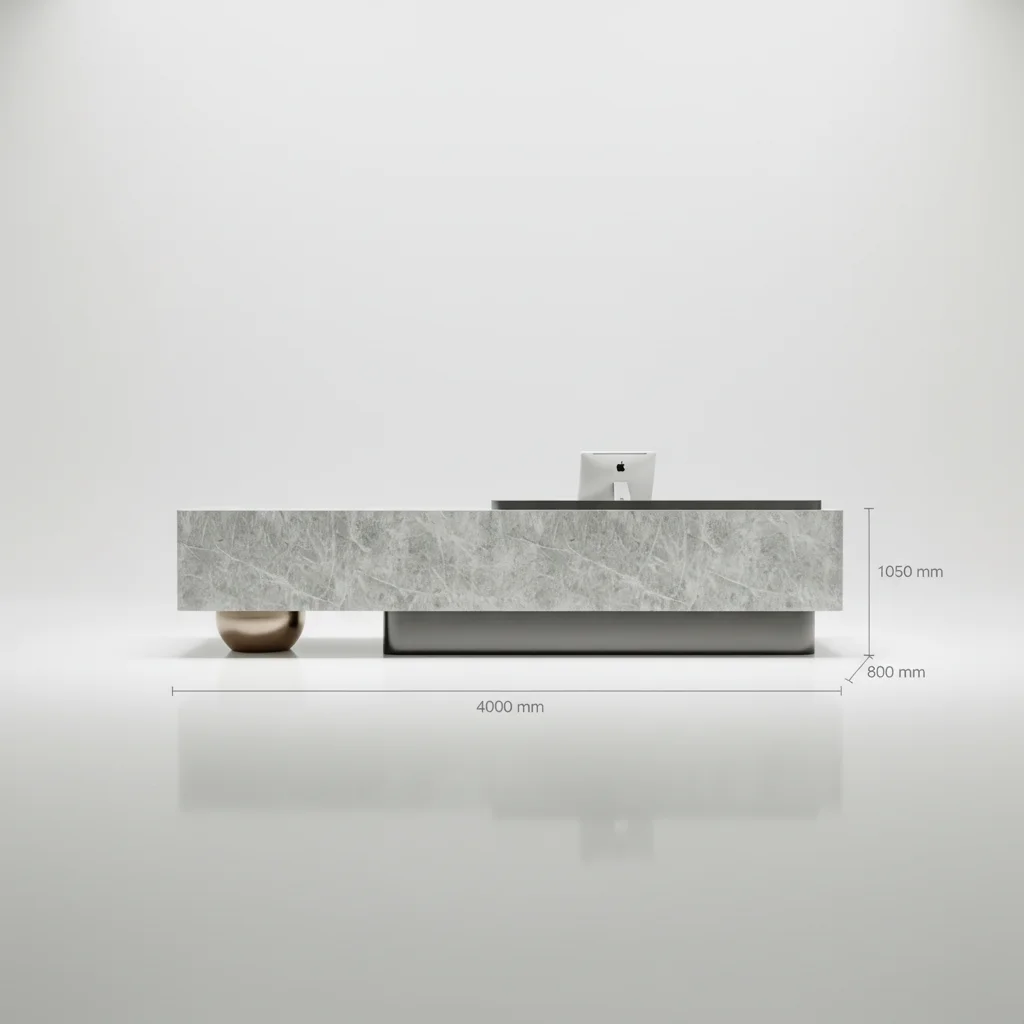 *Modern Luxury Marble Vein Reception Desk - Custom Grey Stone Office Front Counter