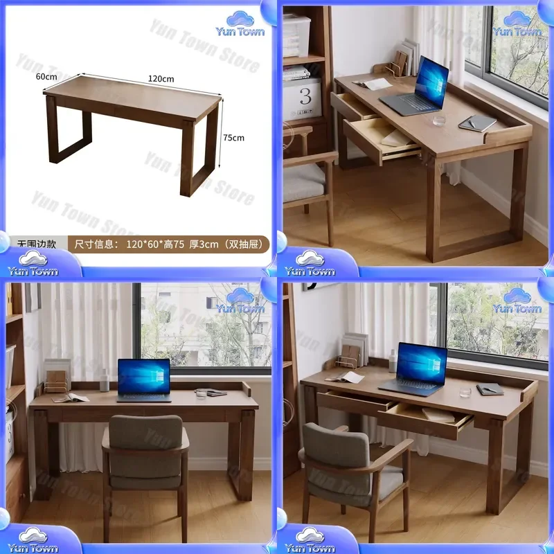 Nordic Solid Wood Desk for Home Office Computer Desk with Drawers Modern Simple Study Writing Desk for Bedroom Small